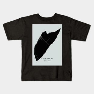 Cozumel Mexico Island Map dark Kids T-Shirt